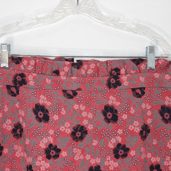 TOPSHOP TALL Dark Coral Red Floral Skirt NWT 8 - Picture 2 of 8